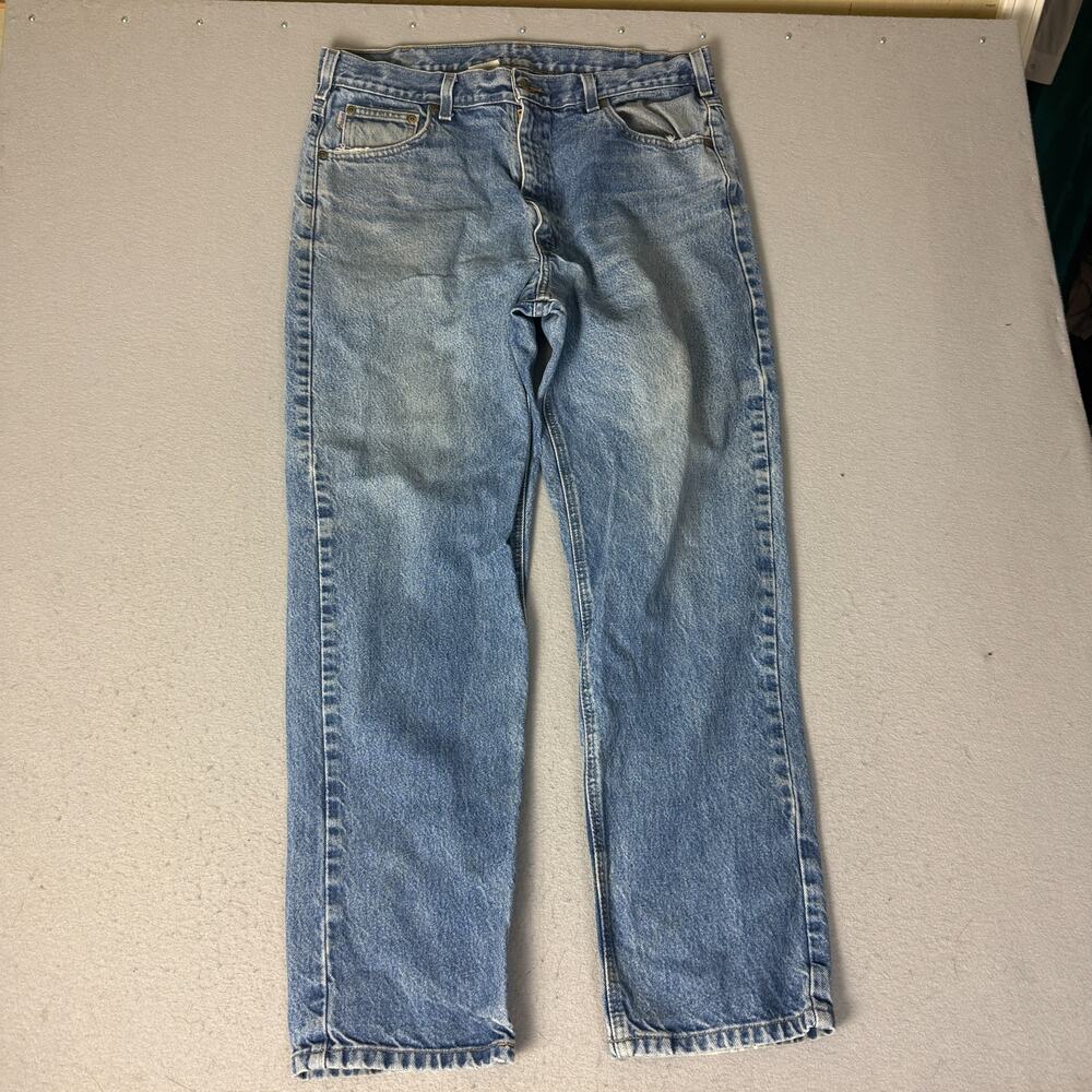 Carhartt B17 DST Jeans Mens 38x32 Relaxed Fit Light Wash Denim Work Pants
